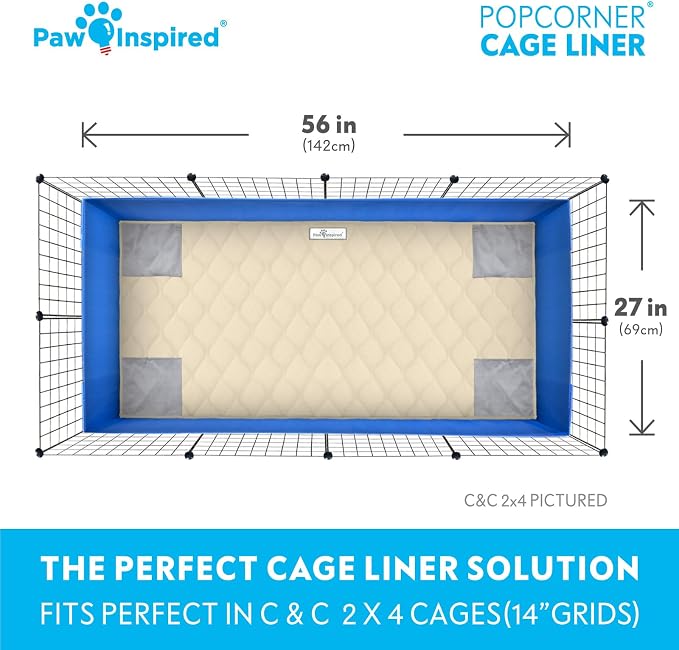 Paw Inspired PopCorner Washable Fleece Cage Liners, C&C 2x4, Beige | Reinforced Corners, Super Absorbent Mat, Bedding, Waterproof Bottom, Guinea Pigs, Ferrets, Rabbits, Hamsters, Small Animals - Image 4