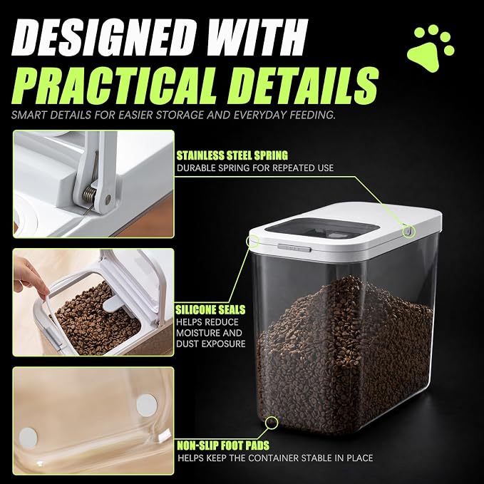 LivLab Mker Pet Food Storage Containers With Lids & Scooper | Dog Food Storage Container,12L/12KG/10-15LBS,BPA Free Airtight Storage Containers Store Dry Food For Kitchen Pantry - Image 5