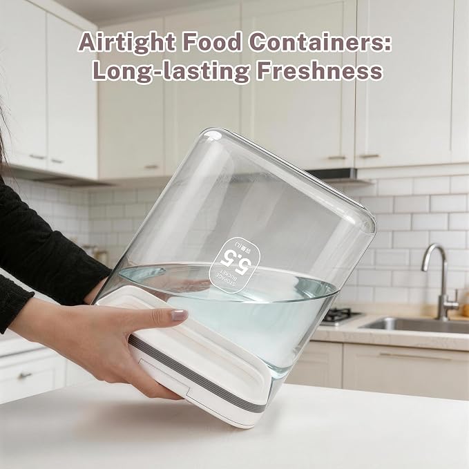 LEAWALK 5-7Lbs/5.81Qt/5.5L Airtight Dog Cat Food Storage Container and Pet Storage Bin BPA-Free. PET Clear Stackable Dog Treat Containers for Pet Food/Rice/Dry/Cereals/Flour/Sugar/Bread - Image 3
