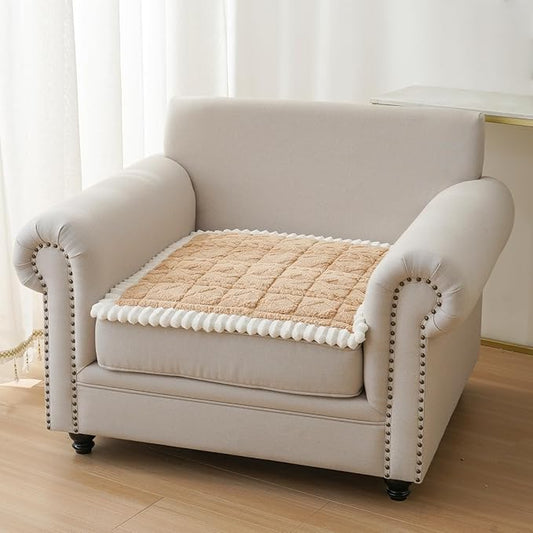 Fuzzy Couch Covers for Dogs, Non Slip Thick Dog Couch Cover Protector, Plush Pet Couch Covers for Sofa Washable, Soft Sofa Cushion Slipcovers Pet Friendly(1PC, Light Brown, 27.6”x27.6”) by PJLZJFBY