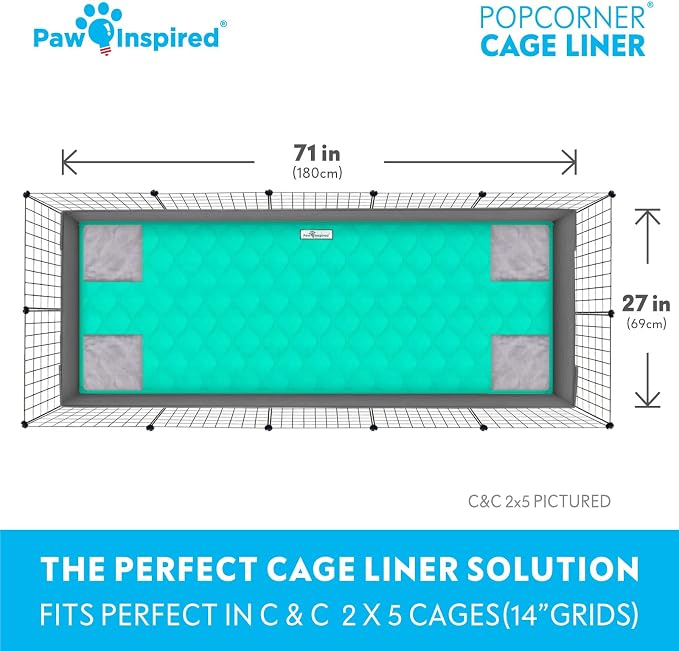 Paw Inspired PopCorner Washable Fleece Cage Liners, C&C 2x5, Green | Reinforced Corners, Super Absorbent Mat, Bedding, Waterproof Bottom, Guinea Pigs, Ferrets, Rabbits, Hamsters, Small Animals - Image 4
