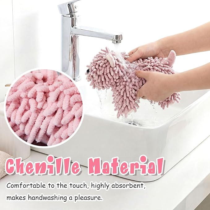 Tegeme 1 Pcs Chenille Dog Hand Towel Fuzzy Towel Absorbent Microfiber Soft for Bathroom Kitchen Washstand (Pink,Standing Dog) - Image 5
