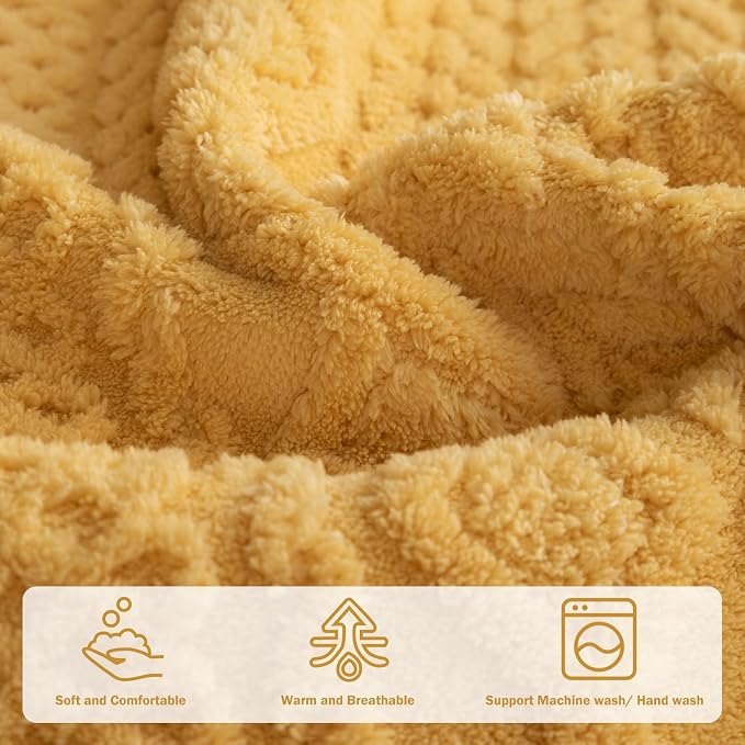 vctops Cable Jacquard Plush Sofa Couch Covers Boho Fuzzy Couch Cover for Dogs Soft Non Slip Sectional Sofa Slipcover Thick Warm Washable Furniture Protector for Kids, Pets (Yellow,36"x82") - Image 4