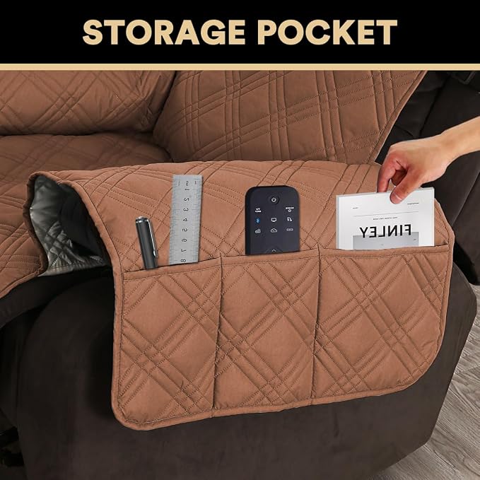 PrinceDeco Recliner Cover 100% Waterproof Couch Cover Sofa Cover for Living Room Water Resistant Furniture Protector with Elastic Straps for Pets Dog(Recliner28,Terracotta) - Image 6