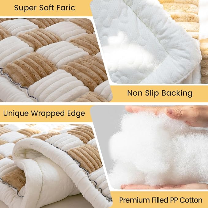 LiveGo Couch Cover for Dogs Washable, Sofa Cover Protector, Couch Covers for 3 Cushion Couch Sofa Pet Friendly, Soft, Non Slip (Light Coffee, 70x180 cm / 27.6x70.9 in) - Image 6