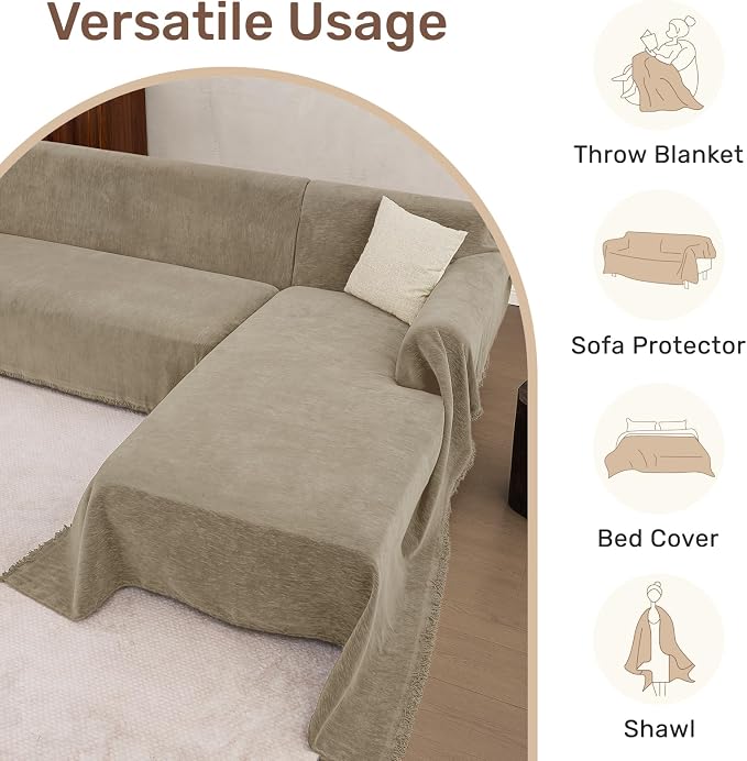 2 Pieces Sectional Couch Covers L Shaped Cover XXXL Quicksand | Thick Washable Fabric for L Shaped Sectional Sofa, Anti-Pet Hair, Stain & Wear Resistant, Easy Care & Installation - Image 6