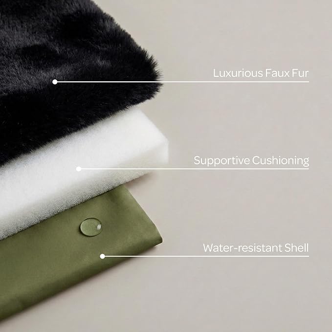 4 Cats & Dogs Gus Travel Bed – Portable Foldable Dog Bed & Pet Cushion Mat with Soft Faux Fur, Water-Resistant Nylon, Zippered Suitcase Design for Camping & Travel- Large (33.5″ x 47.25″), Army - Image 5