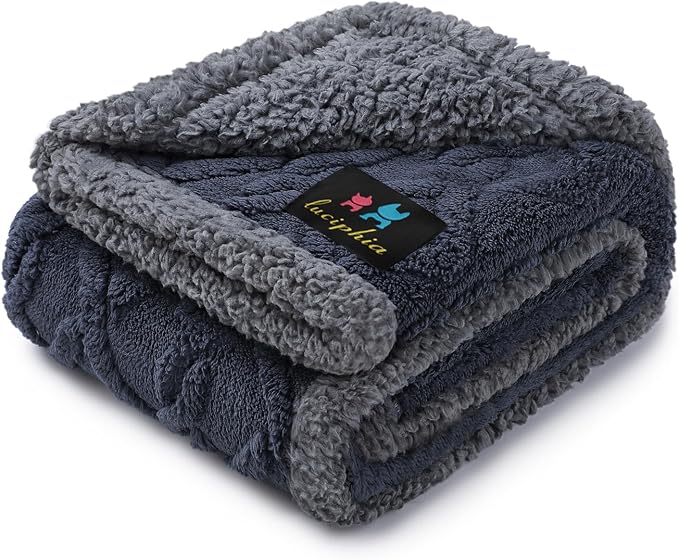 Luciphia Waterproof Dog Blanket, Reversible Sherpa Fleece for Couch Cover | Reversible waterproof pet blanket soft fleece machine washable protect couch bed, Dark Grey 40" x 28" by luciphia