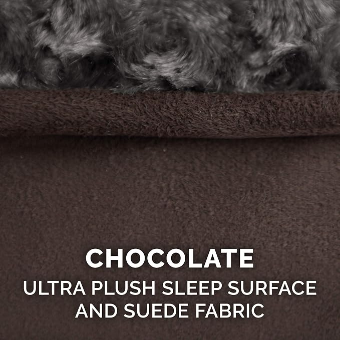 Furhaven Replacement Dog Bed Cover Ultra Plush Faux Fur & Suede Contour Luxe Lounger, Machine Washable - Chocolate, Large - Image 4