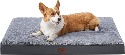Waterproof Dog Crate Bed for Small Dogs Orthopedic 29x18 Grey | Removable Washable Cover, Egg Crate Foam, Soft Plush Flat Pet Mat, Non-Slip Bottom, Fits Small Dogs Up to 40 lbs by MIHIKKPet%E2%80%99sHome