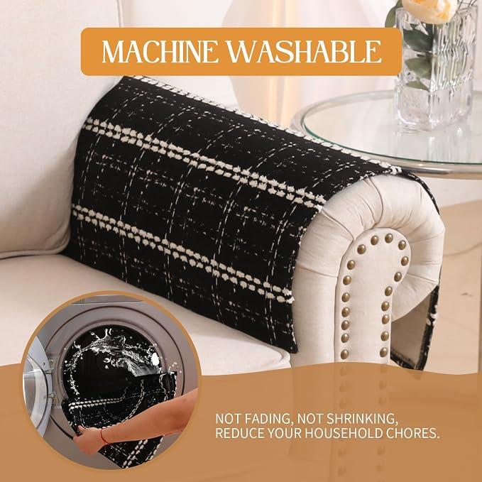 Waterproof Couch Cover for Dogs Washable,Chenille Pet Couch Covers for Sofa,Non-Slip Couch Covers for 3 Cushion Couch Sofa Pet Friendly (Black, 27 * 23.6（2pc）) - Image 7