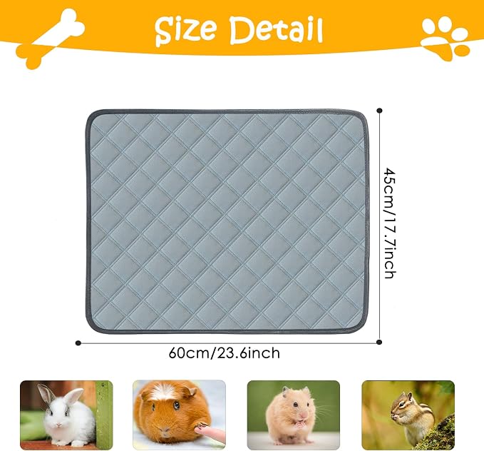 4 Pack Guinea Pig Cage Liners Washable Super Absorbent Guinea Pig Bedding Waterproof Reusable Guinea Pig Pee Pads Anti Slip Mat for Small Animals Rabbit Hamster Rat - 24" x 18" - Image 2