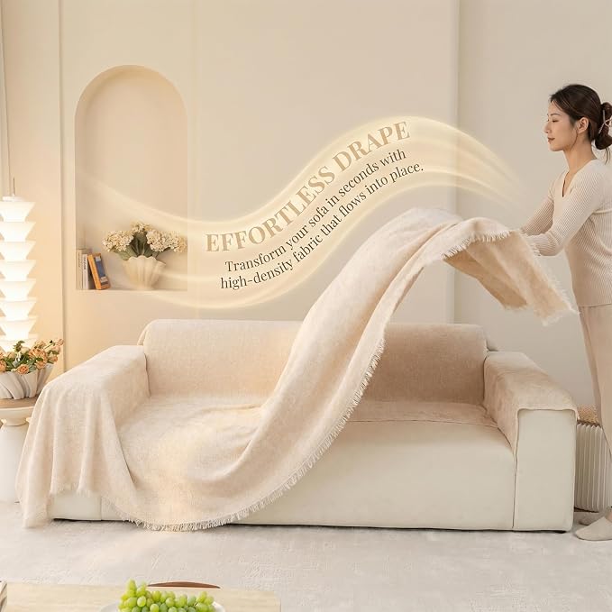 Couch Cover for Dogs&Cats,Washable Sofa Slipcover 71"x91" Beige | Durable pet couch cover,couch protector from cat claws,skin-friendly,cozy breathable sofa covers washable,all season,71x91 - Image 6