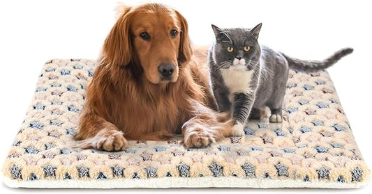 Mora Pets Dog Bed Crate Pad Ultra Soft Pet Bed with Cute Star Print Washable Crate Mat for Large Medium Small Dogs Reversible Fleece Dog Crate Kennel Mat Cat Bed Liner 41 x 29 inch Brown by MoraPets
