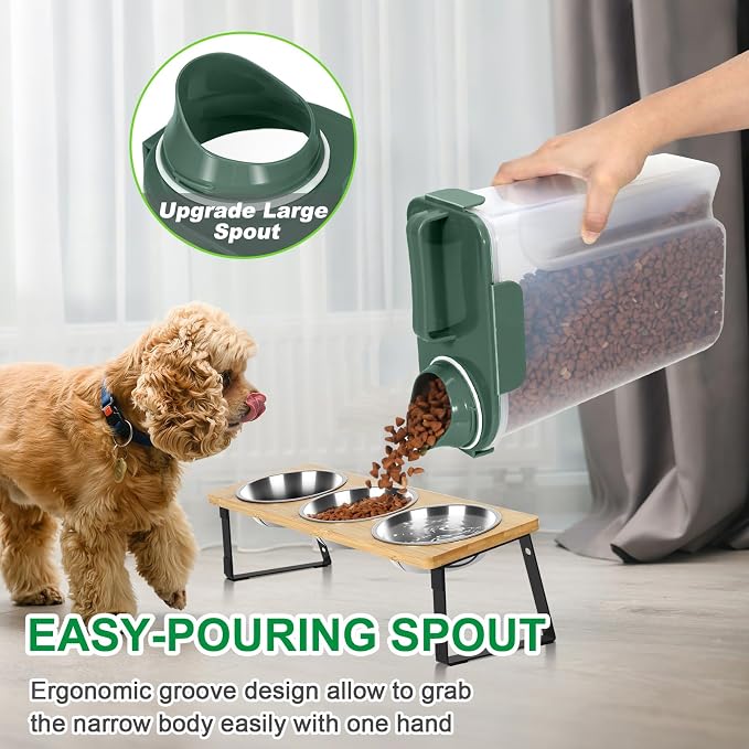 TBMax Cat Dog Food Storage Container 5 to 7 lbs, Secondary Pet Food Storage Container Beyond a Large Dog Food Bin for Daily Use, Easy-Pouring Bird Seed Dispenser, Travel Kibble Holder -Bottle Green - Image 3