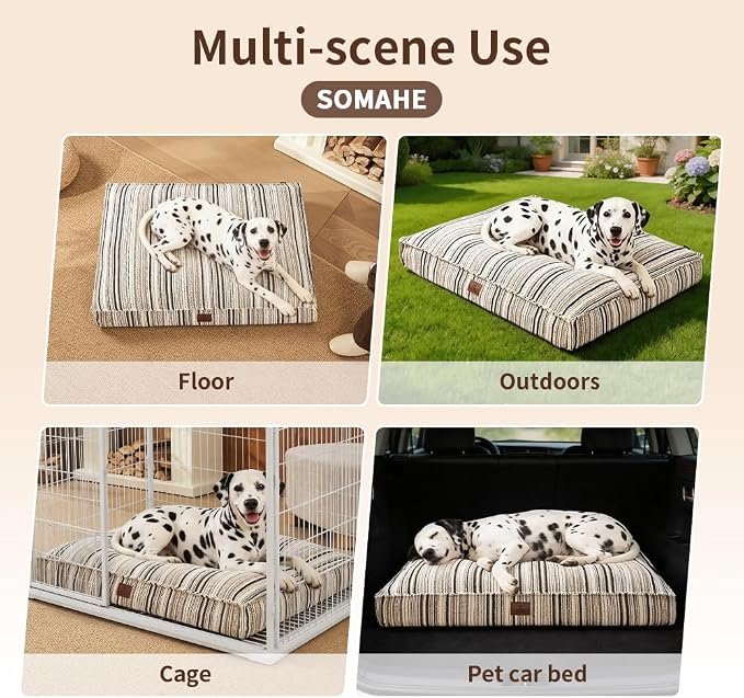 SOMAHE 4 Inch Orthopedic Dog Bed for Crate, 27 x 20 Inch, Black Chenille | Washable Removable Cover, Waterproof Inner Liner, Non-Slip Bottom, Orthopedic Dog Crate Mattress for Medium & Large Dogs - Image 8