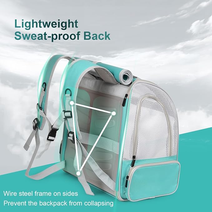 Bird Carrier Backpack for Small to Medium Bird, Portable Travel Carrier Cage with Standing Perch and Metal Tray (Green, Backpack Carrier) - Image 3