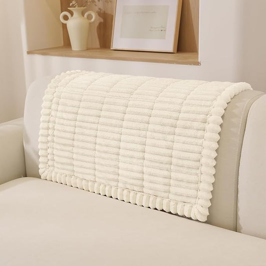 Fuzzy Sofa Headrest Covers for Dogs Washable, Thick Couch Covers for 3 Cushion Sofa Pet Friendly, Non Slip Plush Dog Couch Cover for for Sectional, Loveseat (Beige, 27.6" x 35.4") by CYCMACOHOME