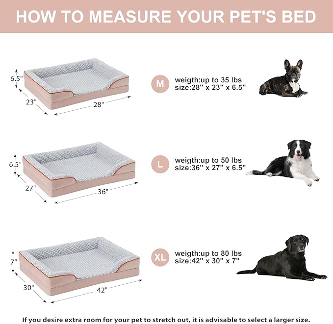 LEXTRO Orthopedic Dog Bed for Medium Dogs, Comfy Sleeping Dog Sofa Bed | 28x23 Inch Medium Dog Bed with Sides, Non-Slip Bottom and Egg-Crate Foam Dog Couch Bed with Washable Removable Cover - Image 4