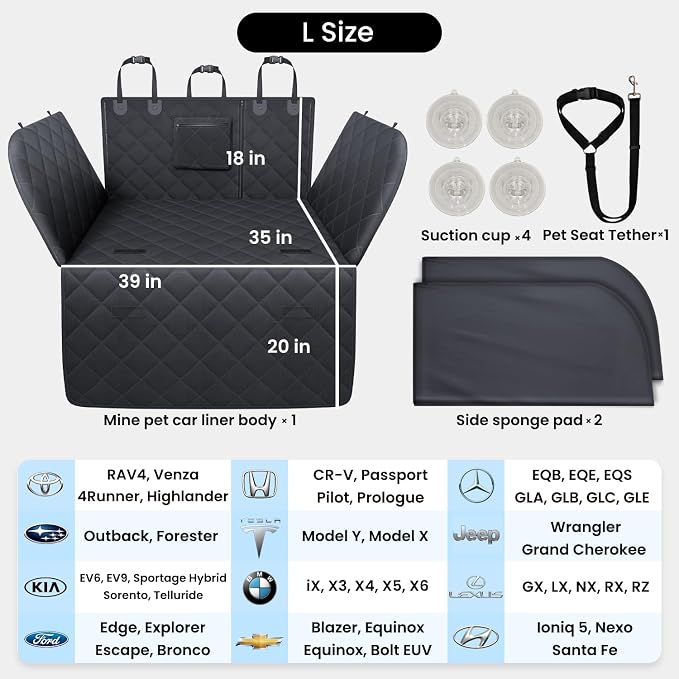 REEVAA SUV Cargo Liner for Dogs, Trunk Cover with Foam Side Walls, L | 360° Full Coverage, Padded Sides for Dog Safety, Dual Non-Slip & Waterproof,Durable & Machine Washable,Safer Travel with Dogs - Image 6