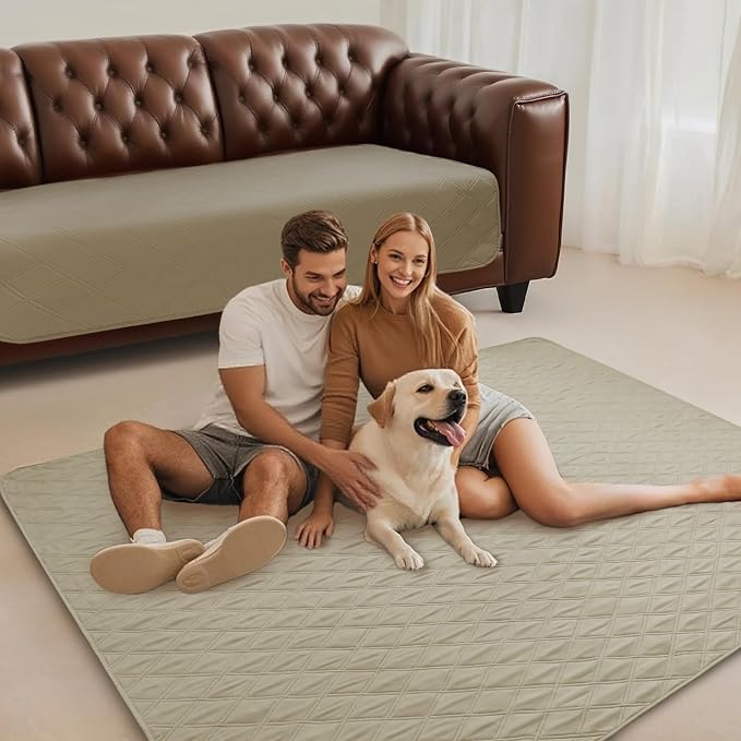 Luciphia Waterproof Couch Cover for Dogs, Non-Slip Pet Sofa Protector | Non-slip waterproof couch cover scratch-resistant machine washable protects sofa bed from spills fur, Taupe White, 68" x 82" - Image 8