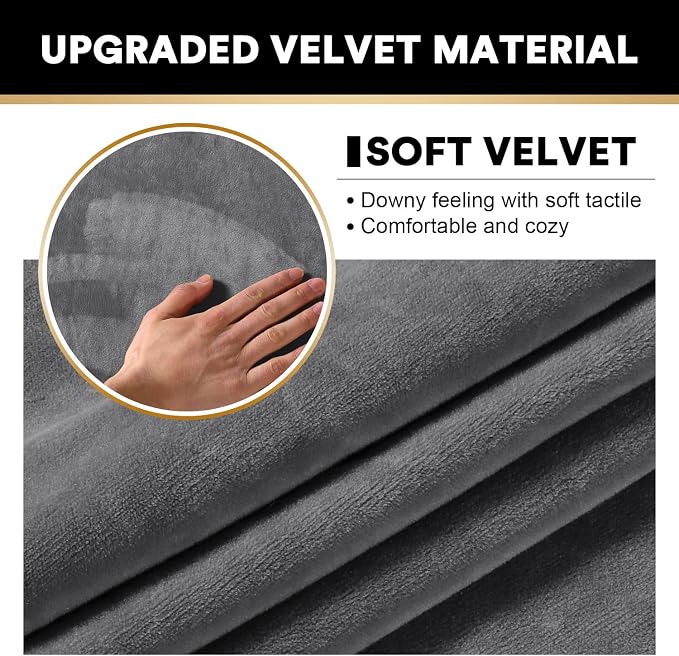 PrinceDeco Sectional Couch Covers 3 Pieces Velvet Sofa Covers L Shape Soft Couch Covers for Sectional Sofa Corner Sofa Cover Couch Cover for Dogs Washable (2 Seater + 1 Chaise,Grey) - Image 4
