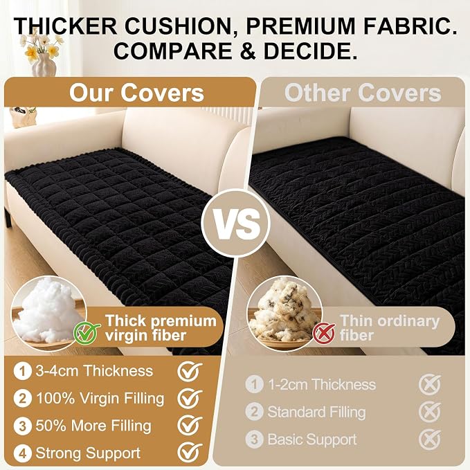 Smiry Couch Cover for Dogs, Non Slip Fuzzy Pet Sofa Covers Washable | Sofa Slipcovers for 3 Cushion Couch, Soft Thick Furniture Protector for Cats Dogs, Against Fur, Dirt, Scratch (27.6"x70.9") - Image 5