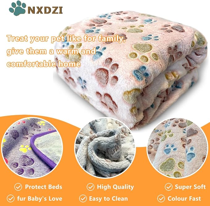 Dog Blankets for Large Dogs, 3 Pcs Dog Blanket Washable, Soft Fluffy Flannel Pet Blanket Mat Cover for Bed Couch, Cute Print Puppy Blanket 60" x 50" - Image 2