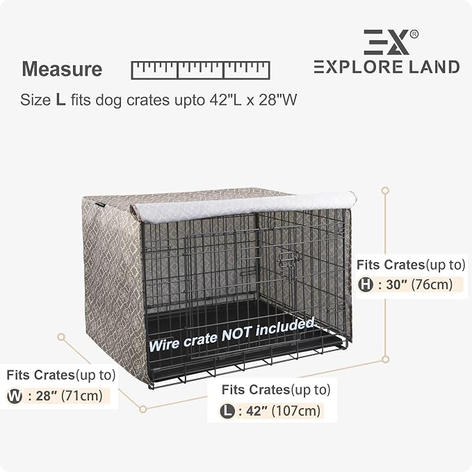 Explore Land Pattern Dog Crate Cover for 42 Inches Wire Cage, Heavy-Duty Polyester 1 2 3 Doors Standard Metal Pet Kennel Enclosure (Vintage Violet) - Image 2