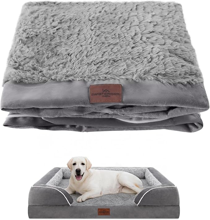 Comfort Expression XX-Large Sized Dog Bed Cover: Washable Removable Soft Pet Bed Cover Replacement (45 x 35 x 8.5inch, Grey) by ComfortExpression