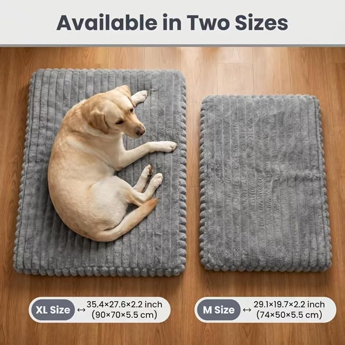 Dog Beds for Medium Small Dogs, Orthopedic High Density Egg Crate Foam Pet Bed with Waterproof Liner, Washable Ribbed Plush Dog Crate Pad with Durable Edges, M (29.1"x19.7"), Gray - Image 4