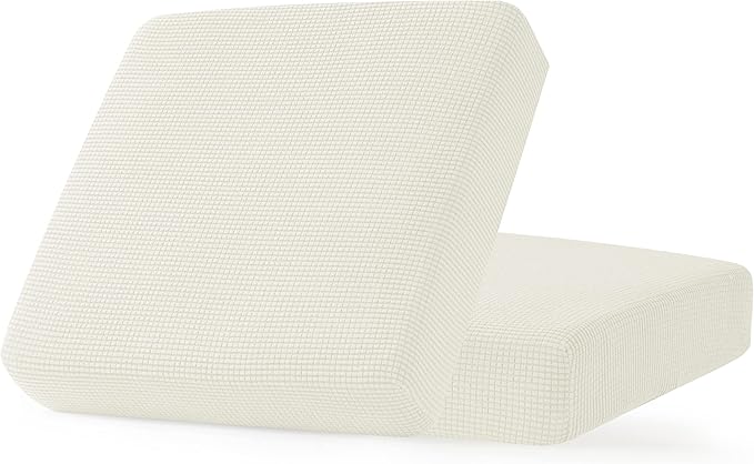 CHUN YI 2PC Stretch Couch Cushion Covers, Sofa Seat Slipcovers Suitable for Armchair Loveseat Sofa with Spandex Jacquard Fabric(2pc,Ivory White) by CHUNYI