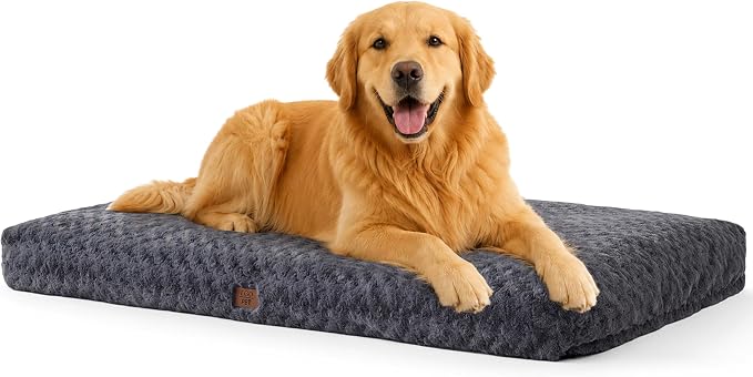 EGOHOME Extra Large Dog Bed, Shredded Memory Foam, Washable, Non-Slip | Balanced Support Foam, CertiPUR-US, Removable Washable Cover, Rose Velvet, Dog Crate Bed & Kennel Pad, 47 x 29 Inch, Gray by Unknown