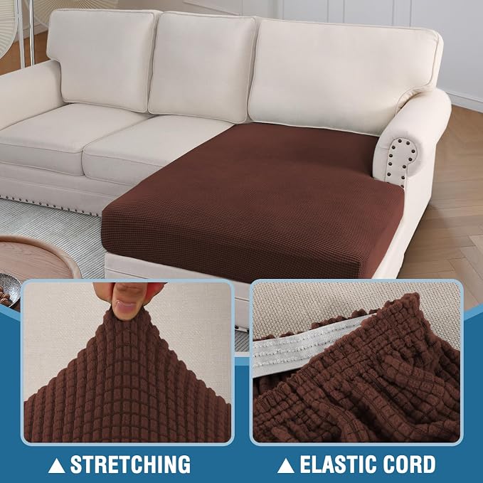 H.VERSAILTEX Sectional Couch Covers 1 Piece Chaise Slipcover L Shape Separate Cushion Couch Cover for Both Left/Right Sectional Couch (Seat Only: 1 Chaises, Burnt Brick) - Image 6