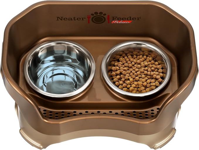 Neater Pet Brands Neater Feeder Deluxe Mess Proof Dog Bowls Elevated for Medium Dogs 19-40 lbs, Made in USA, No Spill Raised Dog Food Bowl Stand Feeding Station, Food and Water Bowl Set, Bronze - Image 7