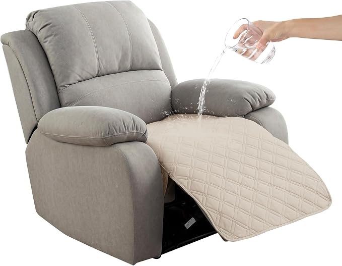 Genina Waterproof Recliner Chair Covers, Recliner Cover for Dog Pets Friendly, Washable Antislip Reclining Chair Cover Furniture Protector, Sofa Slipcover for Living Room(23.6inch/Beige) by Genina