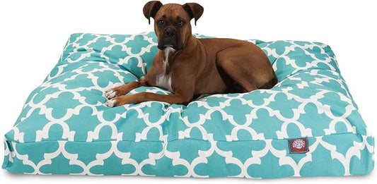 Teal Trellis Extra Large Rectangle Indoor Outdoor Pet Dog Bed With Removable Washable Cover By Majestic Pet Products by MajesticPet