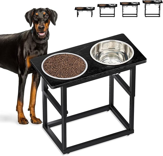 Zarler Elevated Dog Bowls for X-Large and Large Breed, 5 Adjustable Heights from 8.2'' - 17.3'', 2 Stainless Steel Bowls, 8.2'',11.8'',13.7'',15.7'',17.3'' Raised Dogs Bowls Stand by ZarlerOfficial