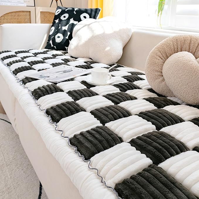 LiveGo Couch Cover for Dogs Washable, Sofa Cover Protector, Couch Covers for 3 Cushion Couch Sofa Pet Friendly, Soft, Non Slip (Black, 45x45 cm/17.7x17.7 in) - Image 7