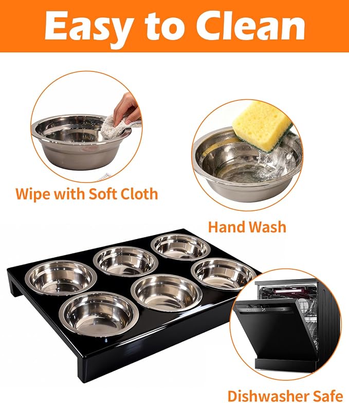 Puppy Feeding System 6 Litter Multiple Dog Bowl Feeder with Metal Stand Puppy Feeder Station, Weaning Dish Puppy's Feeding Ideal for Breeders, Litters & Weaning - Image 4