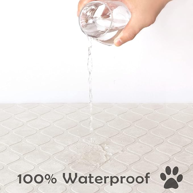 fuguitex Waterproof Dog Blanket Bed Cover Dog Crystal Velvet Moroccan Fuzzy Cozy Plush Pet Blanket Throw Blanket for Couch Sofa(30 * 70 inch, Cream+Sand) - Image 2