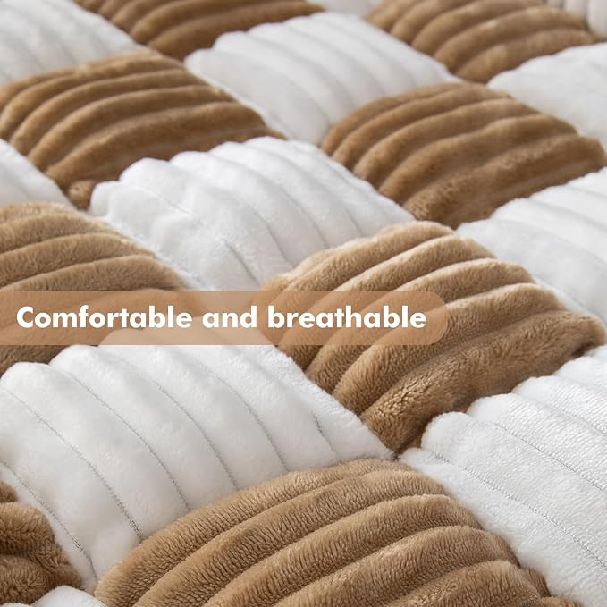 TOPCHANCES Dog Couch Cover,Thickened Quilted Plaid Funny Fuzzy Pet Couch Covers for Sofa,Washable Non Slip Pet Mat Sofa Dog Cover Protector for Large Dogs(Light Brown,36x36inch) - Image 6