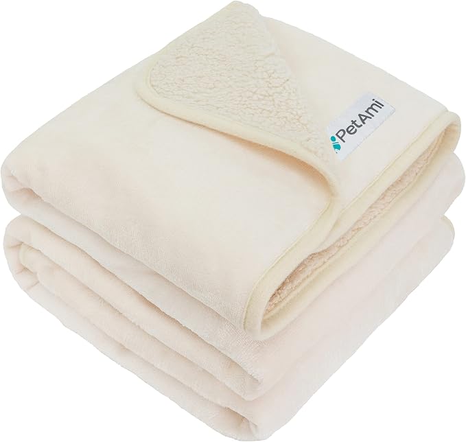 PetAmi Waterproof Dog Blanket Sherpa Fleece, Pet Medium Large Dogs, Reversible Cat Throw Bed Couch Sofa Furniture Protector, Soft Plush Polyester (X-Large 60x80, Beige), X-Large (60x80) - Image 8