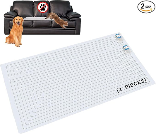 SEERWAY Scat Pet Shock Mat 2 Pieces, Shock Pads for Dogs and Cats Training Indoor, Electric Repellent Mat Keeps Pets Off Couch, Sofa, Countertop, 3 Modes, 2 Pieces Same Size, Battery Operated by SEERWAY