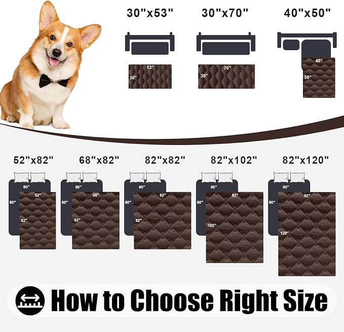 Smiry Waterproof Dog Bed Cover Blanket, Reversible Pet Blanket | Soft Reversible, Washable Leakproof Cats Dogs Couch Cover for Sofa, Couch, Furniture (30x53 Inch) - Image 6