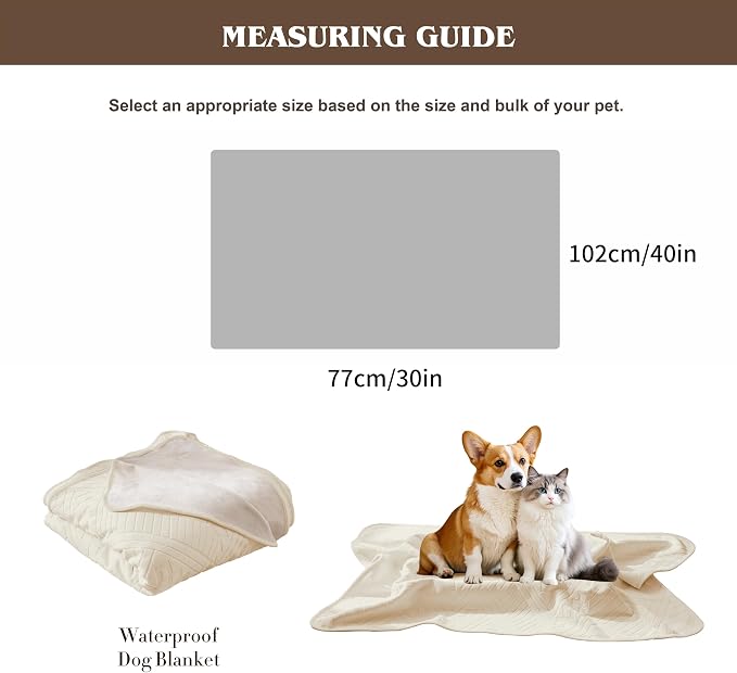 Waterproof Recliner Chair Cover - Washable Double-Sided Velvet and Pattern Reversible Cover for Couch, Bed, Car and Sofa Protection for Dogs, 30x40in/Beige - Image 5