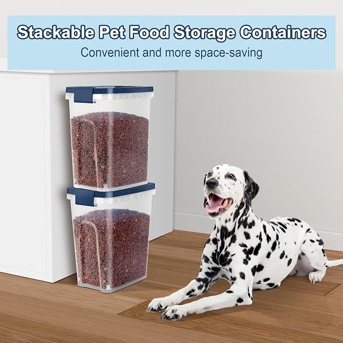 5-7Lbs Dog Cat Storage Container with Airtight Lids, With Locking Lids Plastic Bin PBA-Free for Pet food, Rice, Rice, Oatmeal, Bird Seeds, Flour, Dried Fruits, Easy to Carry and Clean-Cool Blue - Image 6
