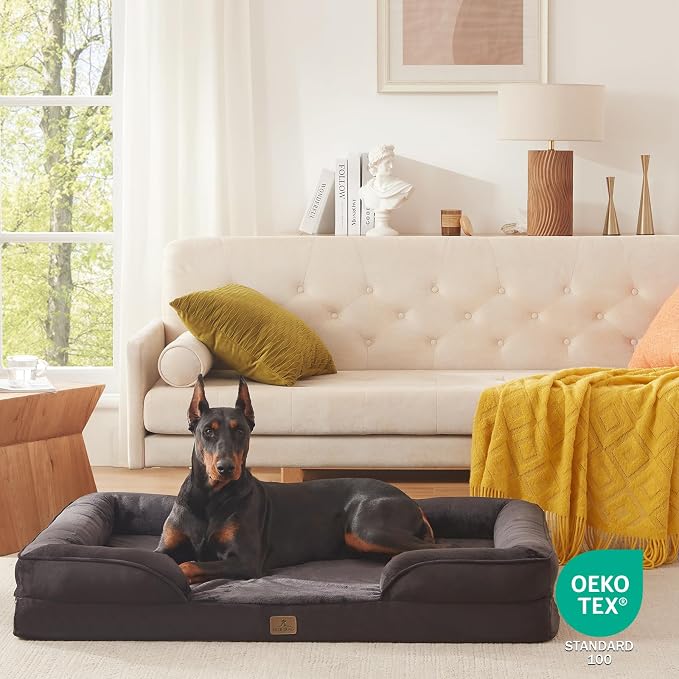 Bedfolks Orthopedic Dog Bed, Waterproof Dog Sofa Bed for Extra Large Dogs, Egg Foam Pet Couch Bed with Removable Washable Cover and Nonslip Bottom, Black - Image 8