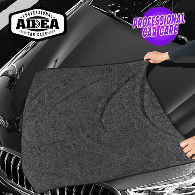 AIDEA Microfiber Towels for Cars-4PK, Large Professional Car Drying Towel, Scratch-Free & Absorbent Drying Towel for Cars, SUVs, RVs, Trucks, and Boats, 24inx 31in, Grey - Image 8