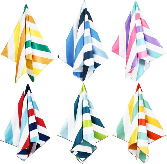 Whale Flotilla 6 Pack Large Quick Dry Beach Towel (30"x60"), Microfiber Sand-Free Beach Towel Set, Super Absorbent Compact Pool Travel Accessories, Navy/Passion/Green/Orange/Pink/Blue by WHALEFLOTILLA